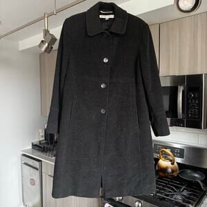 Larry Levine Wool Angora Blend Coat Charcoal Gray Size 14 Long Blazer Jacket